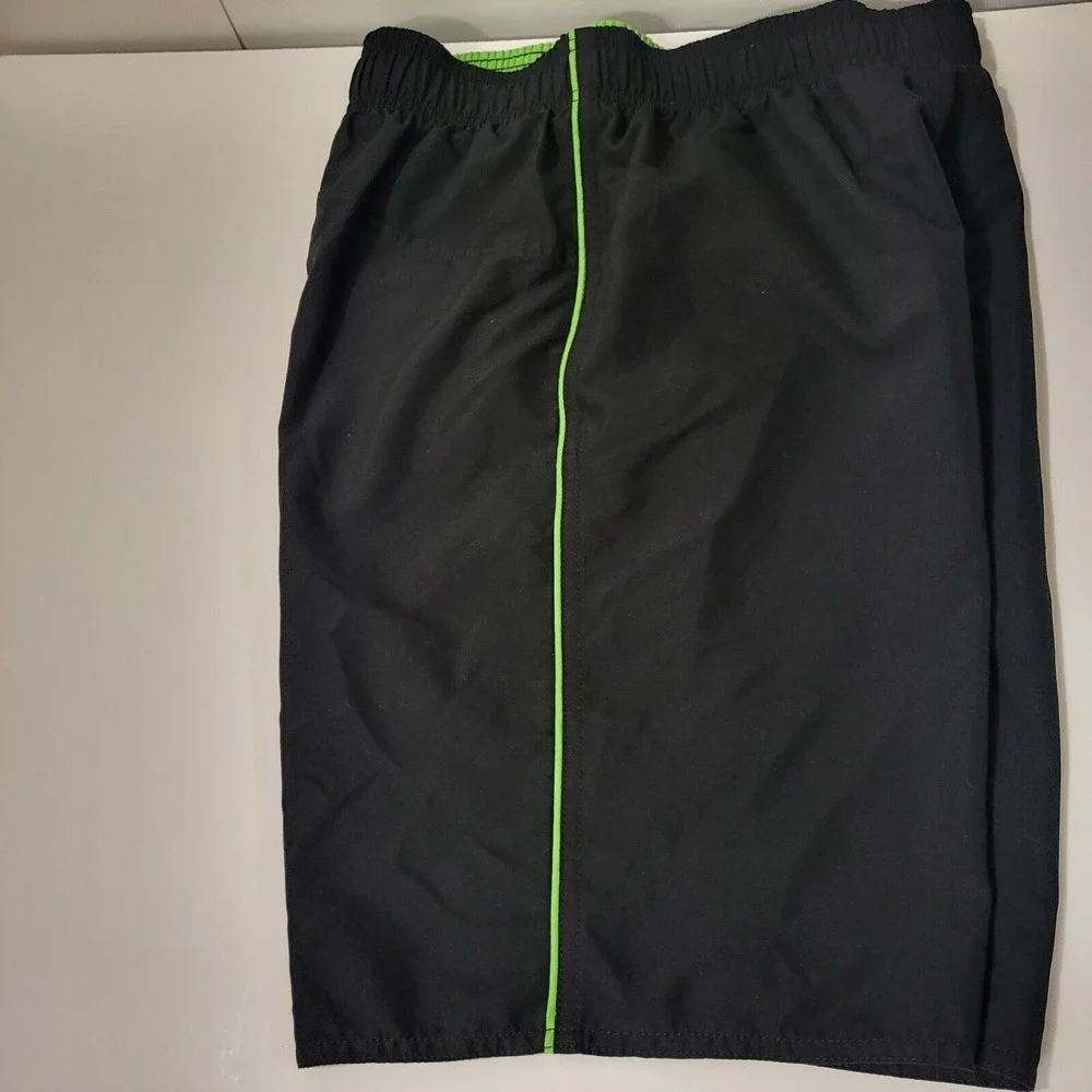 Speedos Men's Swim Trunks,‎ Black / Green Trim Design, Size XL